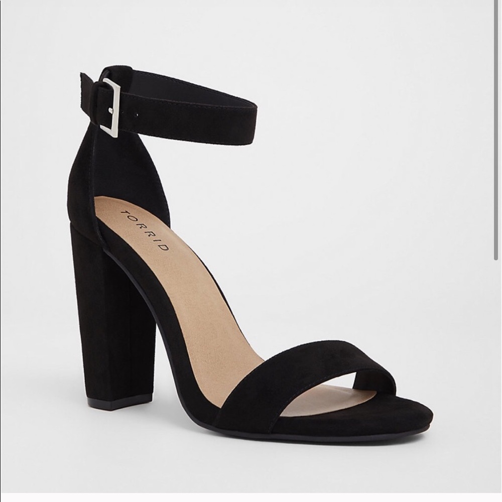 Torrid 2 strap tapered faux suede heeled